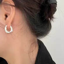 925純銀製 幾何学模様のフレンチスタイルピアス【ラグジュアリー・シンプルデザイン】