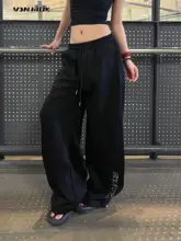 アメリカンレトロなロゴプリントのゆったりとした女性用ジャズダンスパンツ【グレー・フィット】