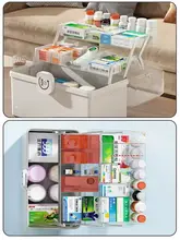 救急箱 医薬品収納ケース 大容量 多段 仕切り付き 家庭用 医療用品