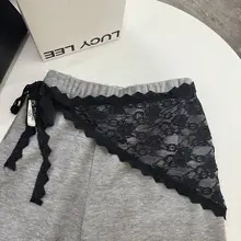 花柄レース付きメッシュウエストバンド【女性用・三角スカーフ・ウエストアクセサリー】