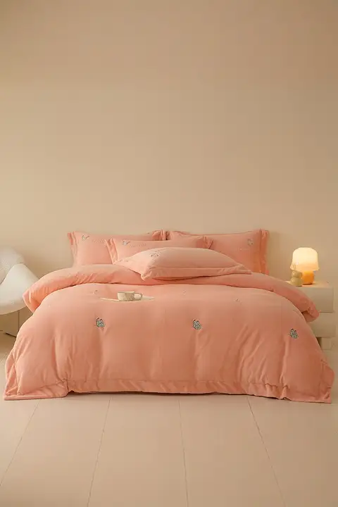 冬用保温ベッドカバー4点セット【ミルクビロード・ダブルサイドフリース・厚手・コーラルフリース】