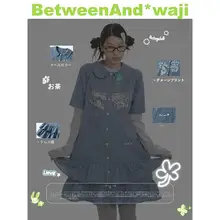 幸運な小鹿柄のチェックシャツとプリントワンピース【重ね着対応】