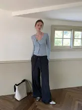 トレンドのローウエストドローストリングデザイン・ワイドパンツ【カジュアル・ロング丈】