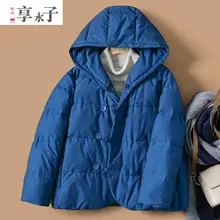 文芸風デザインの白鸭绒ダウンコート【冬用・厚手・保温】