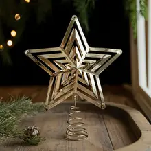 鉄製クリスマスツリー用星型飾り【金色・ウィンドウ装飾用】