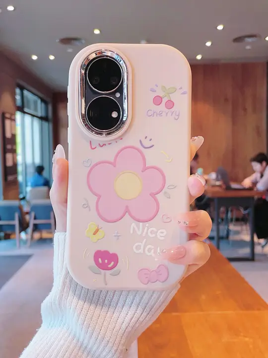 可愛いデザインのスマートフォンケース【ピンクの小花柄・防衝撃・Huawei P40 Pro/P50 Pro/P60対応】