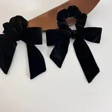 フランス風サテンリボン付きヘアゴム【秋冬用・ビンテージスタイル・高弾力】