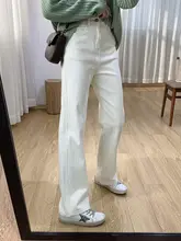 高腰シルエットを強調！フリースライニングのワイドレッグパンツ【秋冬用・ルーズフィット・デニム調】