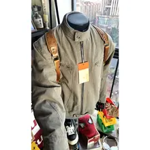 アメリカンスタイルのショートデトロイトデニムジャケット【秋用・立襟・ワークデザイン】