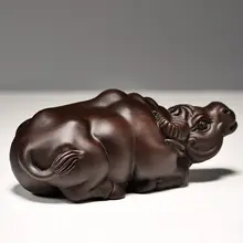 黒檀木製 水牛の置物【実木彫刻・インテリア装飾・贈り物に最適】