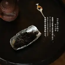 手作り純スズ製 不規則なデザインの茶則【レトロハンマートーン・茶道用】