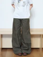 レトロコーデュロイパンツ【ストライプ・ゆったりストレート・ロング丈】