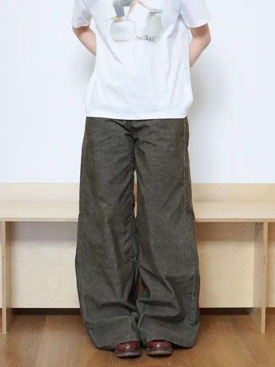 レトロコーデュロイパンツ【ストライプ・ゆったりストレート・ロング丈】