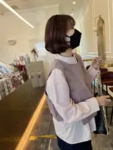 秋のゆったりシルエットシャツ【美しい体型補正・アシンメトリーのベスト付き】（セットアップ対応）