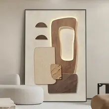 クリーム侘び寂び風装飾画リビング大型床から天井までの絵画