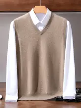 ニットベスト メンズ Vネック カシミヤ ウール 肌触り良い あたたかい プルオーバー 秋