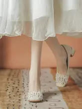 粗いヒールのレディースシューズ【国風・チーパオやマミンスカートに合う・結婚式用・新婦・伴娘用】