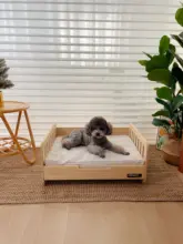 ペットベッド 小型犬 四季用 耐久性キャンバス 無垢材