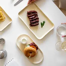 陶器 トレー 長方形 楕円形 ジュエリーストレージプレート デザート 西洋料理プレート クリーム風 クラインブルー