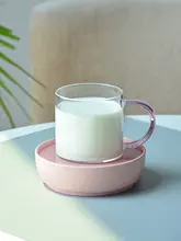 ハンドル付き底面平らな耐熱グラスカップ【高 borosilicate ガラス・電子レンジ対応・ミルク用・小サイズ】