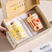 マグカップ セラミック ストロー付き 蓋付き かわいい 女性用 オフィス 家庭用 誕生日プレゼント