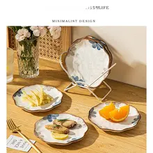 和風陶器製 吐骨皿【釉下彩・直径約6インチ】