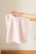 ピンクストライプの純綿フェイスタオル【柔らかく吸水性抜群・シンプルデザイン・家庭用】
