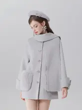 秋冬用のオルタナティブスタイルのダブルフェイスウールコート【月雾灰・囲みデザイン】