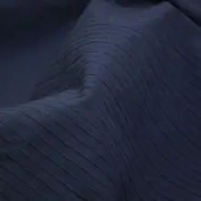 ストライプ刺繍高支棉微弾力生地【深青・衣料用】
