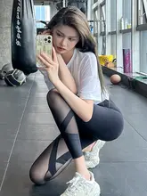 アラン模様のセクシーなヨガパンツ【運動用・収腹・ヒップアップ・透け感】