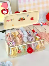 子供用 ヘアアクセサリー収納ボックス【ヘアゴム・クリップ・ピン収納・蓋付き・防塵・仕切り付き】