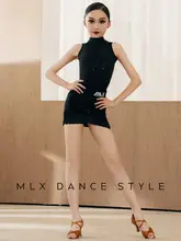 子供用ラテンダンス衣装【無袖トップス・フレアスカート・ダンス練習・演出用】（セットアップ対応）