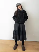 秋冬用 ヴィンテージ風コーデュロイジャケット【小さな丸首・翼刺繍・ドット柄】