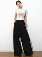 秋冬デザインのゆったりストレートパンツ【厚手・ウエストゴム・カジュアル】（セットアップ対応）