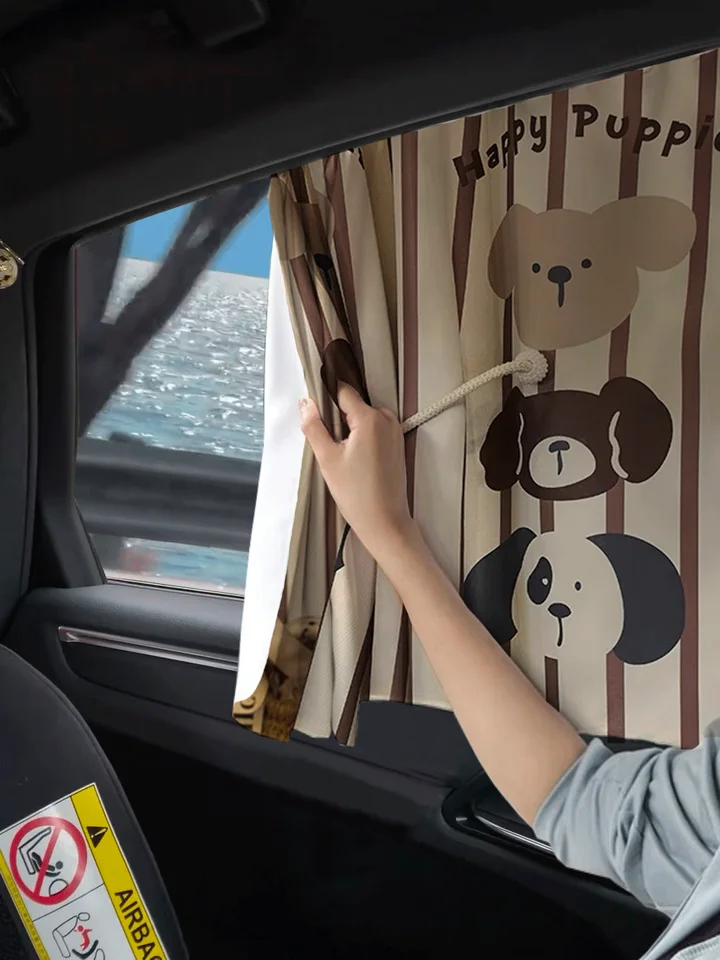 赤ちゃん用 車用サンシェード【カートゥーンデザイン・サイドウィンドウ・断熱効果・プライバシー保護】