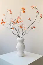 陶器製 おしゃれな花瓶【ホワイト・デスク装飾用・ドライフラワー対応】