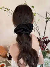 リボン付き大腸形ヘアゴム【ポニーテール用・髪に優しい・おしゃれ】