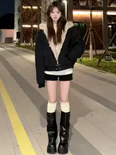 高腰の黒いショートパンツ【秋冬用・加绒・スリムフィット・防走光】