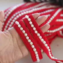 粉色の珍珠と花柄デザインの手作りビーズトリム【家屋装飾用】