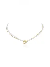 バロック風 ハートデザイン 人工真珠ネックレス【ダブルレイヤー・春夏用・デコルテアクセサリー】