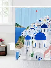 北欧デザインの防水バスカーテン【パリ風・防カビ・厚手】