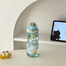 可愛らしいデザインの携帯用ストロー付きカップ【耐衝撃・高温対応・食品級プラスチック】