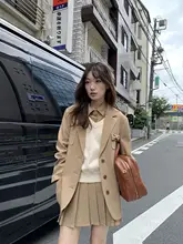クラシックなジャケットとAラインスカートのコーディネート【ゆったりフィット・高腰・プリーツスカート】（セットアップ対応）