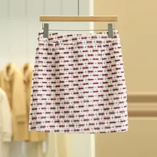 高腰チェック柄Aラインスカート【包臀デザイン・冬用・上品】（セットアップ対応）