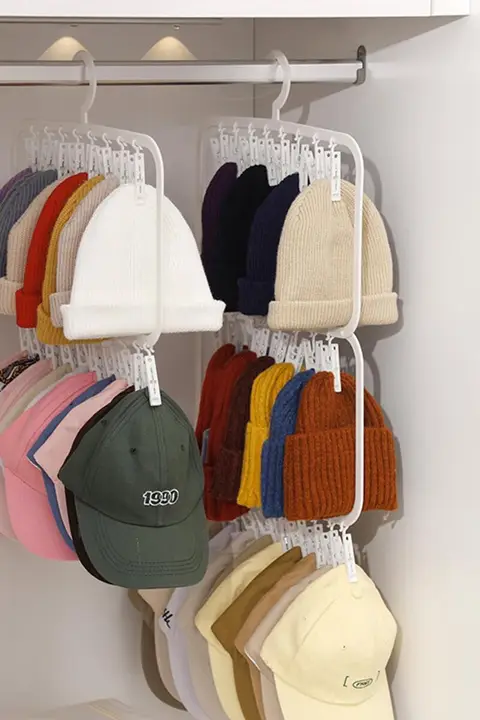 帽子収納ハンガー【多クリップ・衣類収納・スカーフ展示・整理棚】