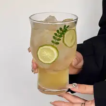 レトロなワイド口ガラスカップ【アイスコーヒー・大容量・ソーダ水用】