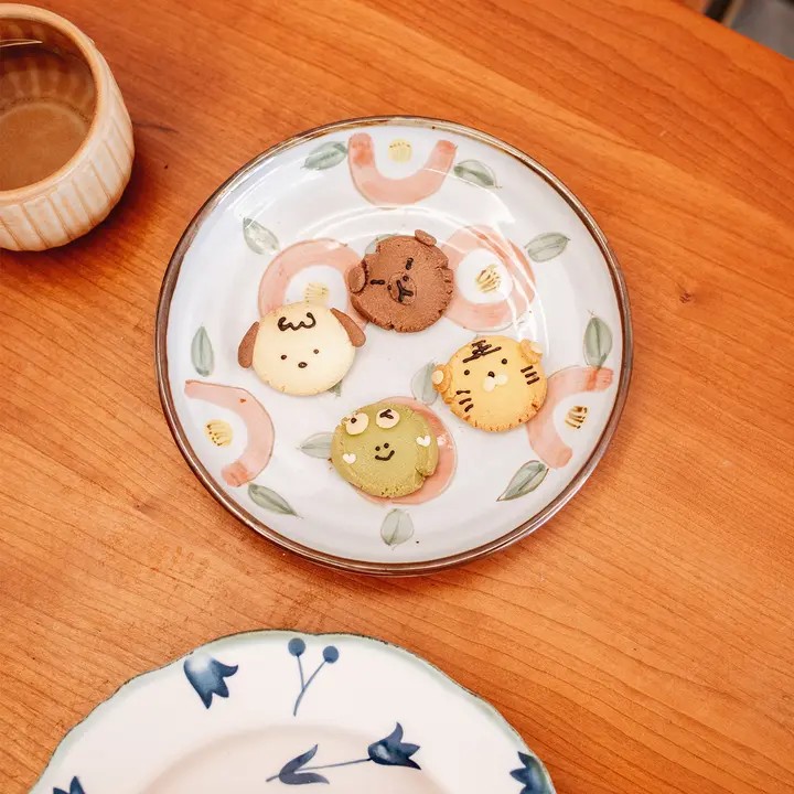 新中式デザインの陶器製デザート皿【レトロ風・小皿・サラダ皿・朝食用】（セットアップ対応）