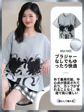 夏用可愛いキャラクター柄ルームウェア【半袖・チェック柄・ショートパンツ】