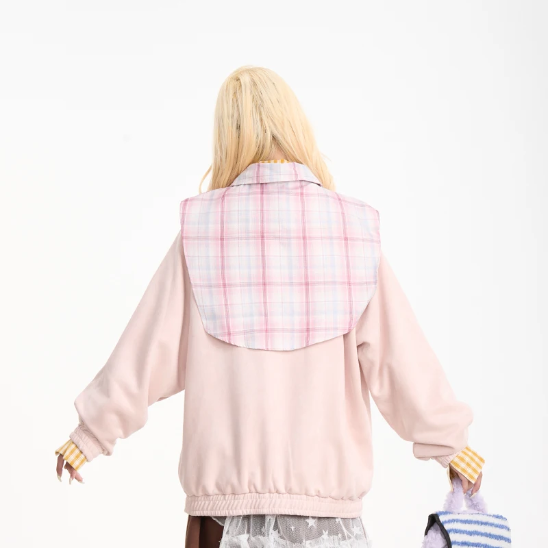 チェック柄ショールカラージャケット：女性向けカジュアルスタイルの秋の着こなしを実現