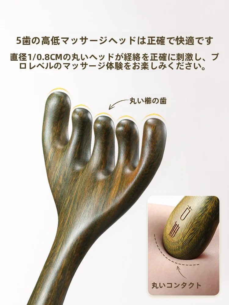 天然檀木製頭皮マッサージブラシ：経絡ケアとグレープ集合による頭皮の柔軟性向上